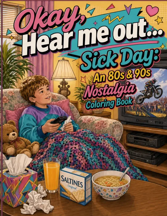 Okay, Hear me out...Sick Day: An 80s & 90s Nostalgia Coloring Book — front cover
