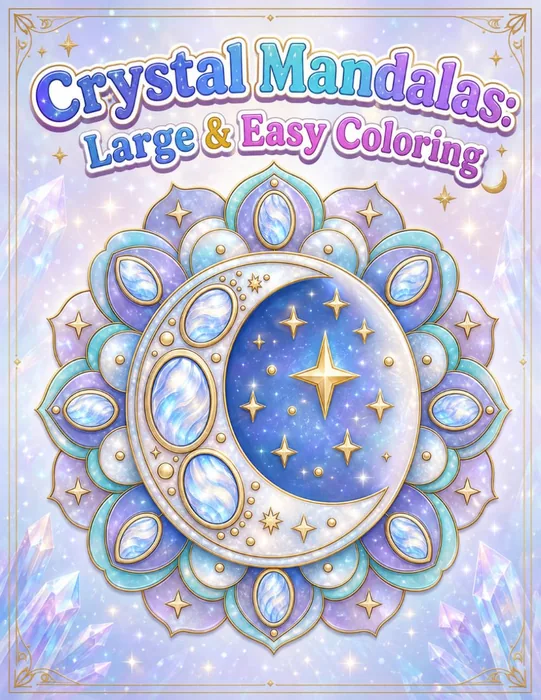 Crystal Mandalas: Large and Easy to Color — front cover