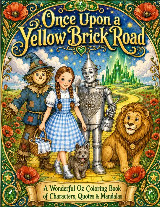 Once Upon a Yellow Brick Road: A Wonderful Oz Coloring Book of Characters, Quotes & Mandalas — front cover