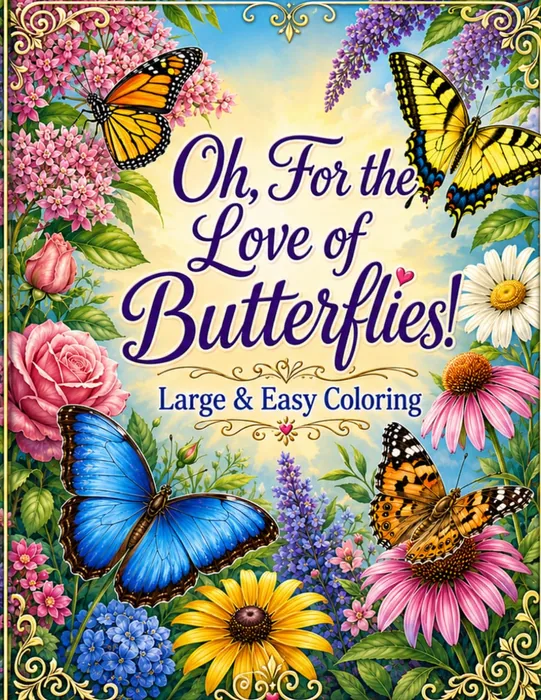 Oh, for the love of butterflies!: A Large & Easy Coloring Book — front cover