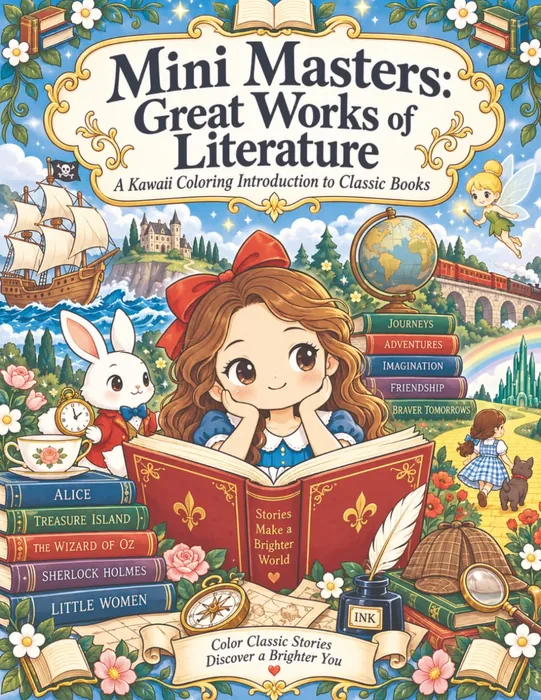 Mini Masters: Great Works of Literature: A Kawaii Coloring Introduction to Classic Books — front cover