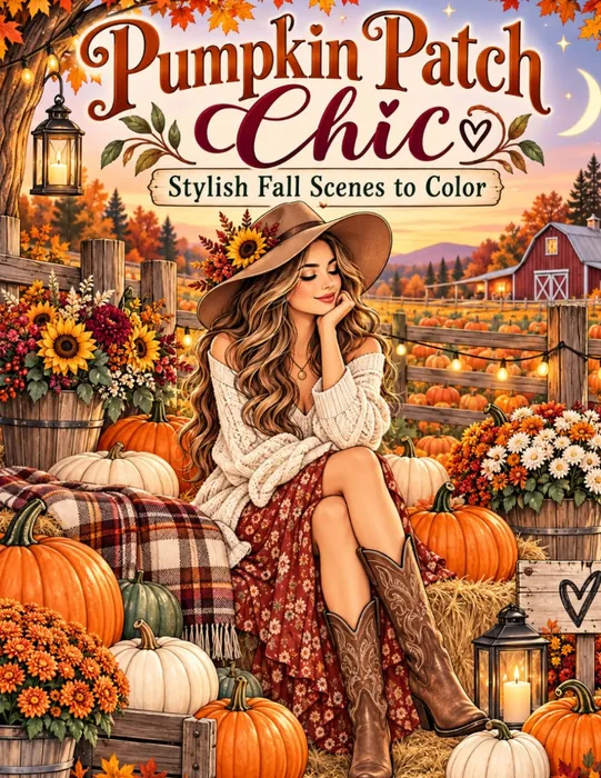 Pumpkin Patch Chic: Stylish Fall Scenes to Color — front cover