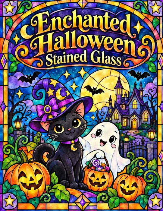 Enchanted Halloween Stained Glass — front cover