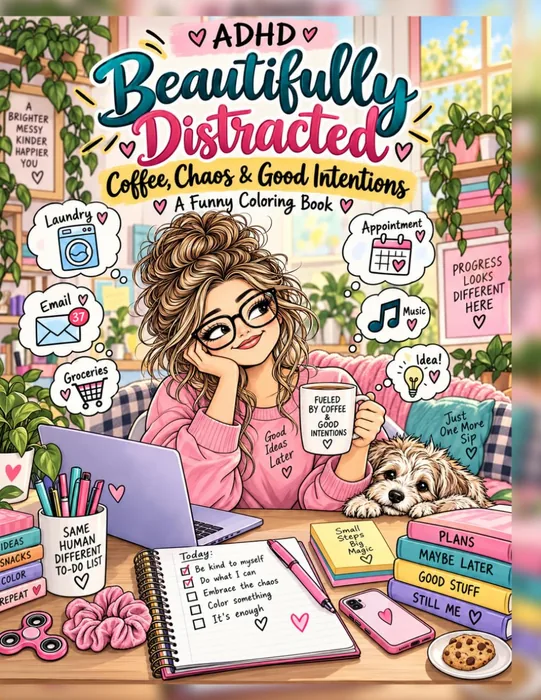 ADHD: Beautifully Distracted, Coffee, Chaos & Good Intentions — front cover