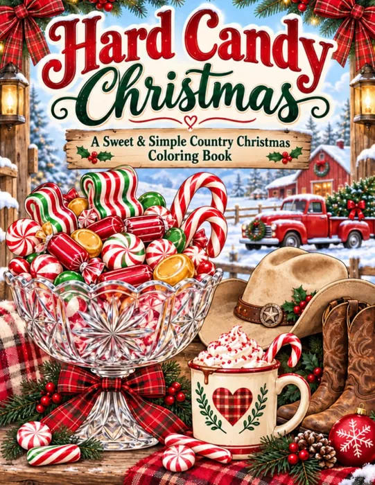 Hard Candy Christmas: A Sweet & Simple Country Christmas Coloring Book. — front cover
