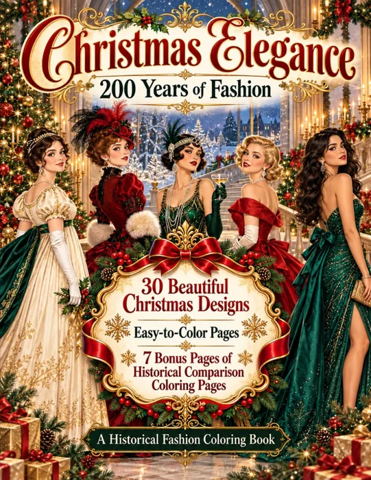 Christmas Elegance: 200 Years of Fashion: A Historical Fashion Coloring Book — front cover