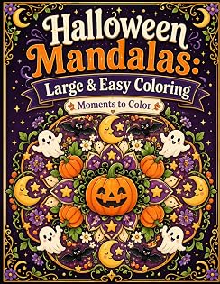 Halloween Mandalas : Large and Easy Coloring: Moments to Color cover