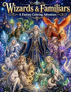 Wizards & Familiars: A Fantasy Coloring Adventure cover