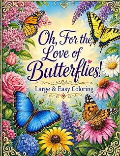 Oh, for the love of butterflies!: A Large & Easy Coloring Book cover