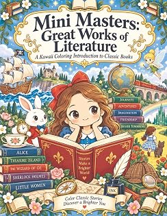 Mini Masters: Great Works of Literature: A Kawaii Coloring Introduction to Classic Books cover