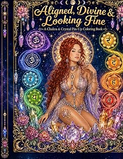 Aligned, Divine, & Looking Fine: A Chakra & Crystal Pin -Up Coloring Book cover