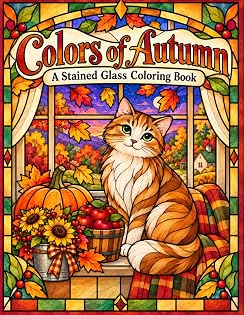 Colors of Autumn: A Stained Glass Coloring Book cover